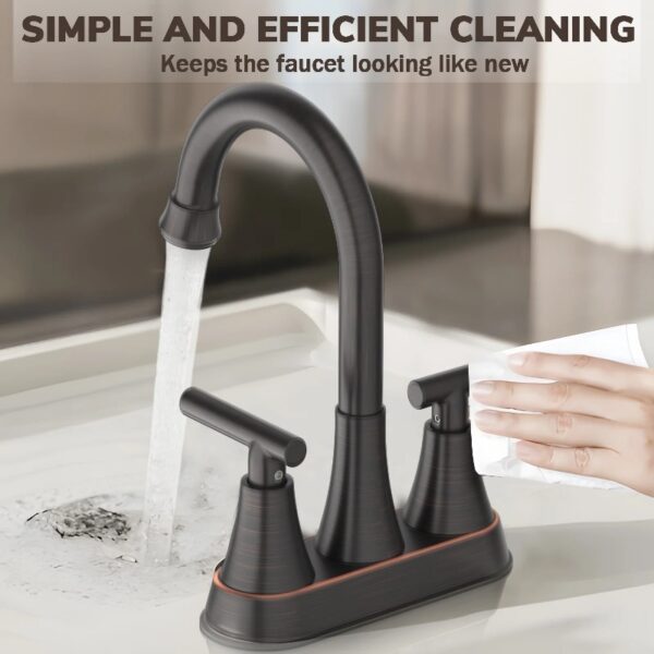 Bathroom Faucets 4 Inch Matte Black Bathroom Sink Faucet, Stainless Steel Lead-Free 2-Handle Centerset Faucet with Pop-up Drain and 2 Supply Hoses Fits 2 or 3-hole Sink