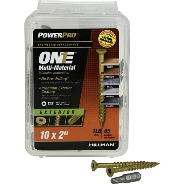 Hillman Fasteners 116843 Power Pro ONE Multi-Material Screws, #10 x 2