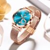 Women Watch Fashion Rose Gold Diamond Analog Quartz Female Watch for Women Luxury Dress Ladies Stainless Steel Luminous Waterproof Date Wrist Watches Green Dial
