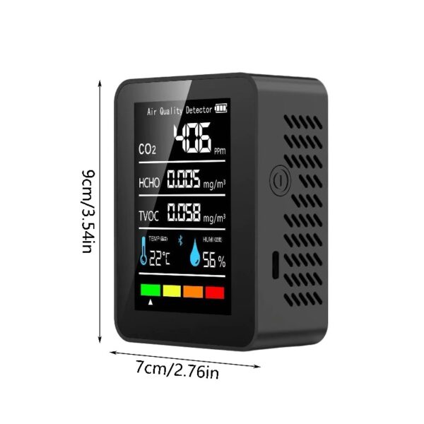 Prefessionall Indoor Air Quality Monitor, 5 in 1 Portable Smartair Quality Tester for CO2,TVOC,HCHO,Temp | Hum for Home Cars and Pets(Whiteï¼‰