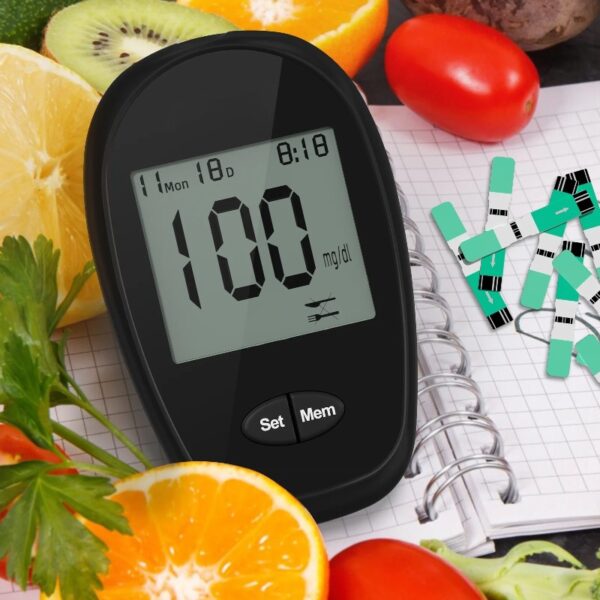 Blood Glucose Monitor Kit, 100 Glucometer Strips, 100 Lancets, 1 Blood Sugar Monitor, 1 Control Solution, Lancing Device and Carrying Bag