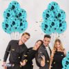 PMU Graduation Balloons 11 Inch PartyTex Premium Emerald Green with All-Over Print White Grad Caps-Confetti and Streamers Pkg/100
