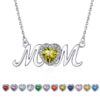 Bestyle S925 Sterling Silver Necklace for Mom Grandma Shiny CZ Heart Pendant Necklace March Created Aquamarine Birthstone Jewelry Mother's Day Gift
