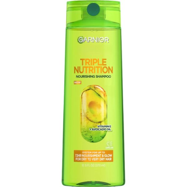 (4 pack) Garnier Triple Nutrition Nourishing Shampoo with Vitamin E, 33.8 fl oz