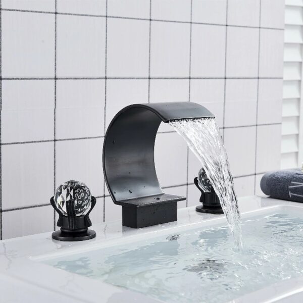Widespread Bathroom Basin Faucet Crystal Handle Sink Mixer Tap Chrome Finish