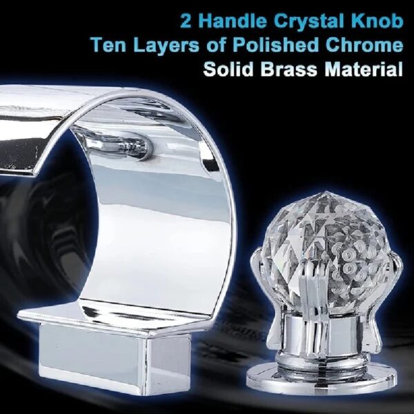 Widespread Bathroom Basin Faucet Crystal Handle Sink Mixer Tap Chrome Finish
