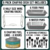 Chafing Dish Buffet Set, Half Size, Disposable Catering Supplies -6 Pack- Food Warmers for Parties: Foldable Wire Racks, Fuel, Aluminum Water Pans, Food Pans, Serving Utensils -Single Pan Food Warmer