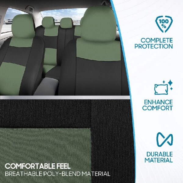 PolyPro Car Seat Covers Full Set in Charcoal on Black – Front and Rear Split Bench for Cars, Easy to Install Cover Set, Accessories Auto Trucks Van SUV