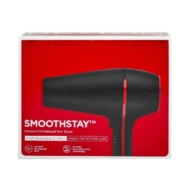 Smoothstay Coconut Oil-Infused Ceramic Hair Dryer with Diffuser, Black