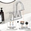 Bathroom Faucets 4 Inch Matte Black Bathroom Sink Faucet, Stainless Steel Lead-Free 2-Handle Centerset Faucet with Pop-up Drain and 2 Supply Hoses Fits 2 or 3-hole Sink