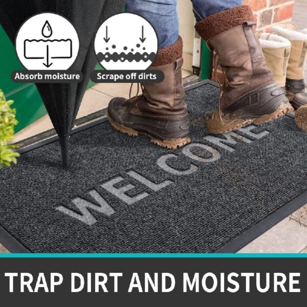 Front Door Mat Indoor and Outdoor Welcome Mat Rubber Backing Entrance Mat Easy Clean Patio Mat Heavy Duty Entryway Doormat for Front Back Doors, Laundry Rooms, Mudrooms 24''x35.4'' Brown