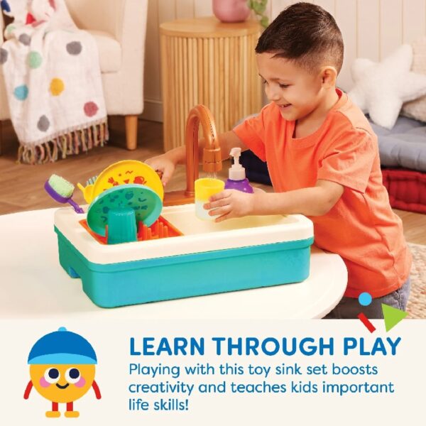 Splash & Sparkle Sink Plastic Real Faucet and Magic Dishes, Toddler and Preschool Toys