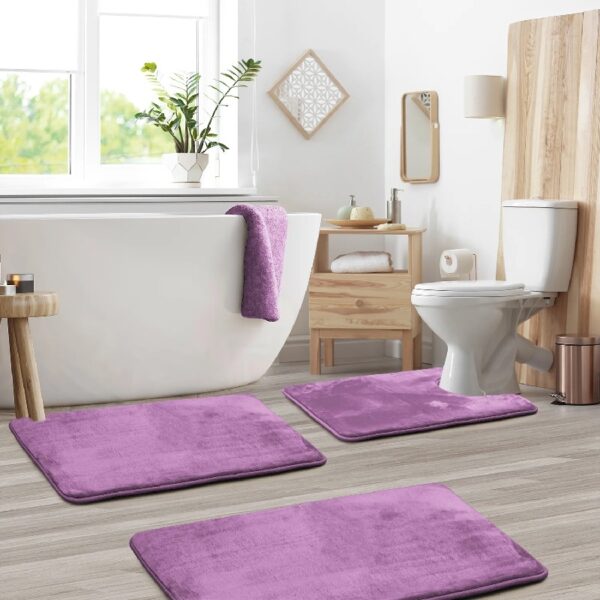 Nestl Set of 3 Absorbent Memory Foam Bath Mat Bathroom Rugs, Gray, Large 20