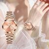 Women Watch Fashion Rose Gold Diamond Analog Quartz Female Watch for Women Luxury Dress Ladies Stainless Steel Luminous Waterproof Date Wrist Watches Green Dial