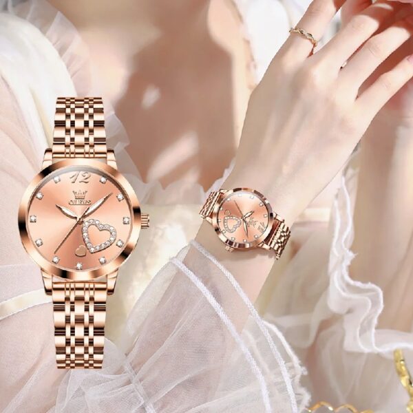 Women Watch Fashion Rose Gold Diamond Analog Quartz Female Watch for Women Luxury Dress Ladies Stainless Steel Luminous Waterproof Date Wrist Watches Green Dial