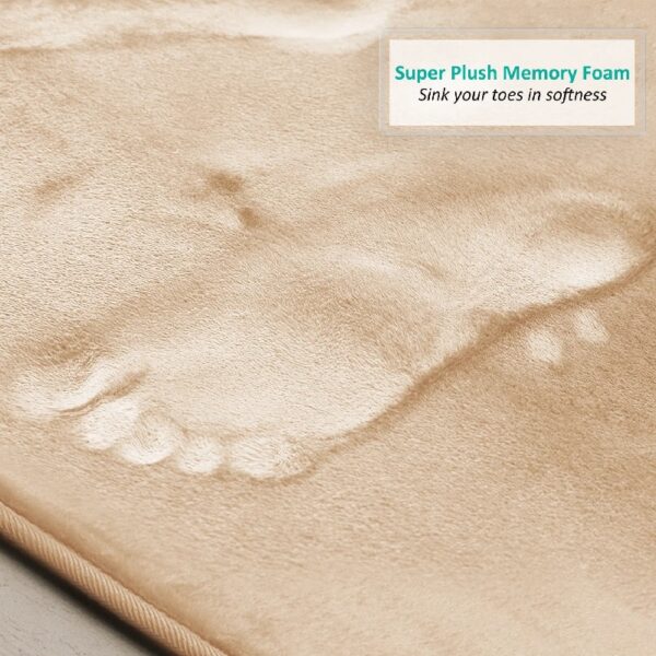 Nestl Set of 3 Absorbent Memory Foam Bath Mat Bathroom Rugs, Gray, Large 20
