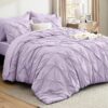 Dorm Bedding Twin Comforter Set - 5 Pieces Pintuck Bed in A Bag with Comforters, Sheets, Pillowcases & Shams