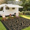 Outdoor Rug Carpet 6'x9' Waterproof Reversible Patio Rug Portable Modern Abstract Indoor Outdoor Rug Plastic Straw Rug for RV Camping Garden Picnic Deck Backyard Porch Decor Gray and White