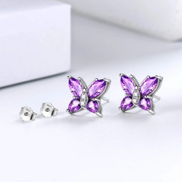 Purple Butterfly Jewelry Amethyst February Birthstone Jewelry Set Fine Necklace/Earrings 925 Sterling Silver Women Birthday Mother's Day Gifts