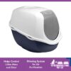 Vibrant Life Mega Smart Cat Cove Enclosed Cat Litterbox, Navy & White