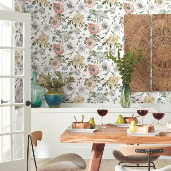 RoomMates Vintage Poppy Peel & Stick Wallpaper, 20.5 in x 18 ft, 30.75 Sq. ft