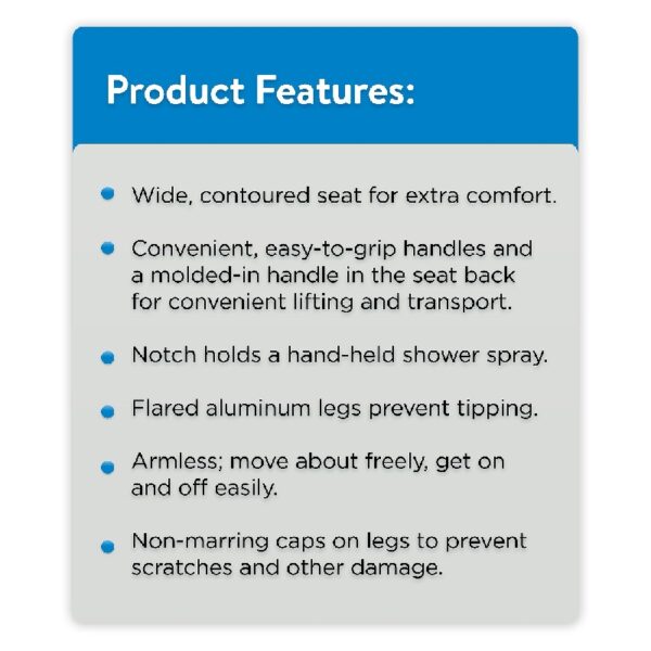 Bath Chair and Shower Chair with Back - Seat for Elderly, Handicap, Disabled, 350 lb Capacity