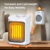 Space Heater, 750W/1500W, Ceramic Small Fan Heater for Indoor Use, 2S Rapid Heating, Multiple Safety Protection, White