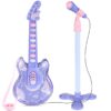 19in Kids Flash Guitar, Pretend Play Musical Instrument Toy for Toddlers w/ Mic, Stand - Navy