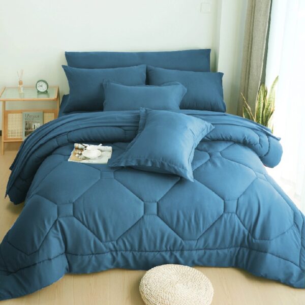 8 PCS Modern Comforter Set with Sheets All Season Bed in a Bag, Black, Queen Size