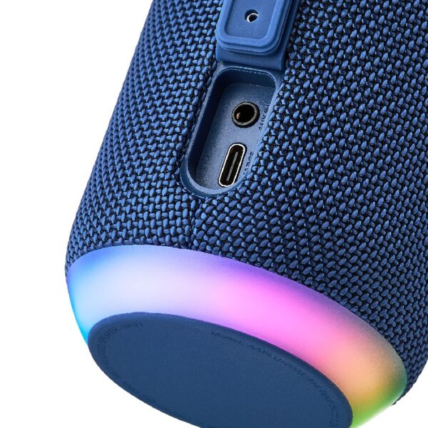 onn Medium Rugged Speaker with Bluetooth Wireless Technology and LED Lighting, Navy