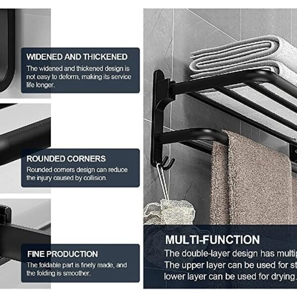 Towel Rack for Bathroom Towel Holder for Bathroom Wall Mounted,Black Towel Bar Storage