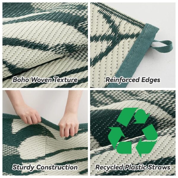 Outdoor Rug Carpet 5'x8' Waterproof Reversible Patio Rug Portable Indoor Outdoor Rug Plastic Straw Rug for Beach RV Camping Garden Picnic Deck Backyard Porch Decor Black