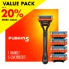 Fusion5 Razor Men 5 Blade Manual Razor ,1 Handle and 5 Blade Refills ,Black