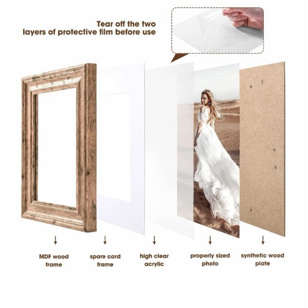 House Day 8 Pack Picture Frames, Photo Frame Set for Family, Multi Sizes Including 8x10, 5x7, 4x6, Retro Brown