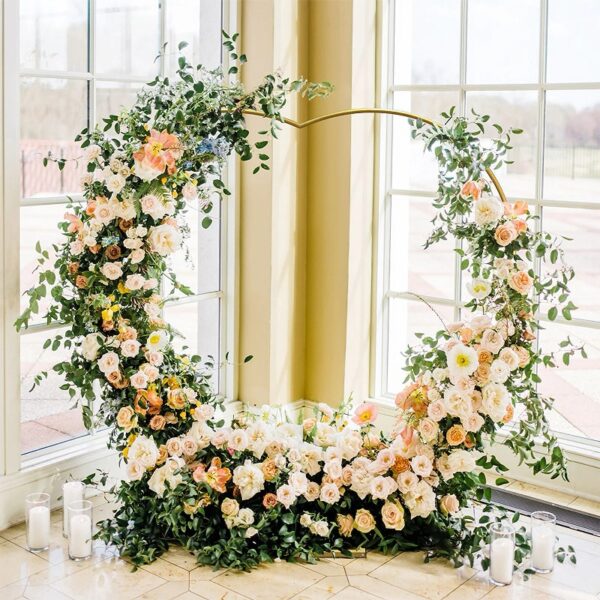 Heart Shape Wedding Arches for Ceremony,6.7ft Gold Arch Backdrop Stand,Metal Heart Shape Balloon Arch Frame with Base for Wedding Birthday Party Decor