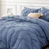Dorm Bedding Twin Comforter Set - 5 Pieces Pintuck Bed in A Bag with Comforters, Sheets, Pillowcases & Shams