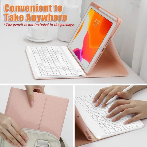 Keyboard Case for iPad 9th/8th/7th Gen 10.2 inch, iPad Air 3rd, Pro 10.5 - Colorful Backlite Keyboard, 360 Rotatable Detachable Magnetic Protective Cover, Pencil Holder, Auto Sleep/Wake