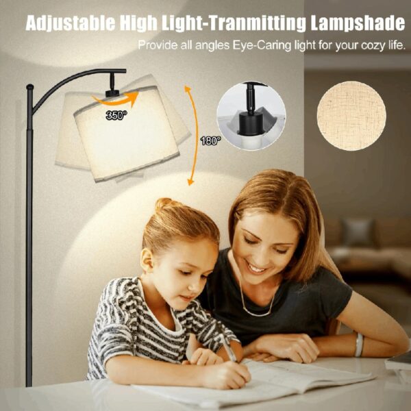 Floor Lamp, 62.2 in Tall, 1-Light, Modern, Beige Linen Shades