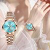 Women Watch Fashion Rose Gold Diamond Analog Quartz Female Watch for Women Luxury Dress Ladies Stainless Steel Luminous Waterproof Date Wrist Watches Green Dial