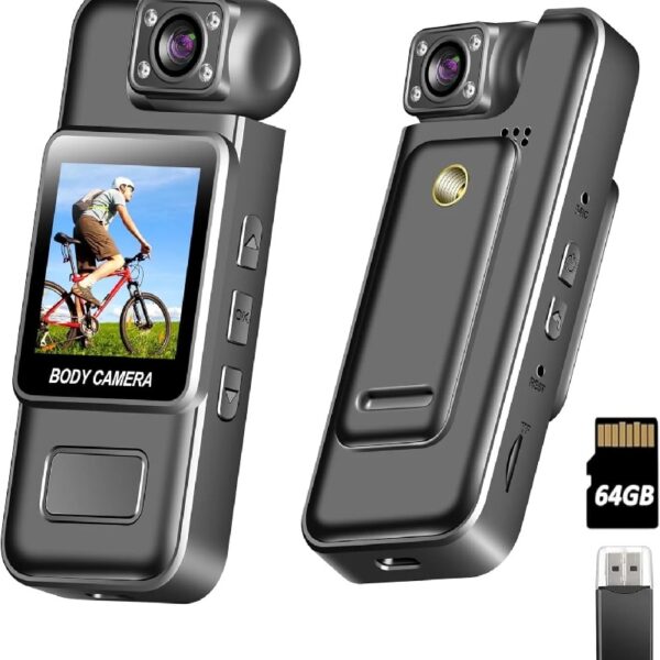 Mini Body Camera,HD 1080P Wearable Body Cam with 180° Rotating Lens and Smart Motion Detection,Portable Camcorder with IR Cut Auto Night Vision&Loop Record for Outdoors Sports Police Law Enforcement
