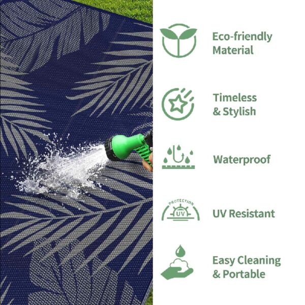 6'x9' Outdoor Rugs Patio Waterproof Outside Mat Reversible Plastic Camping Carpet,Black & Brown