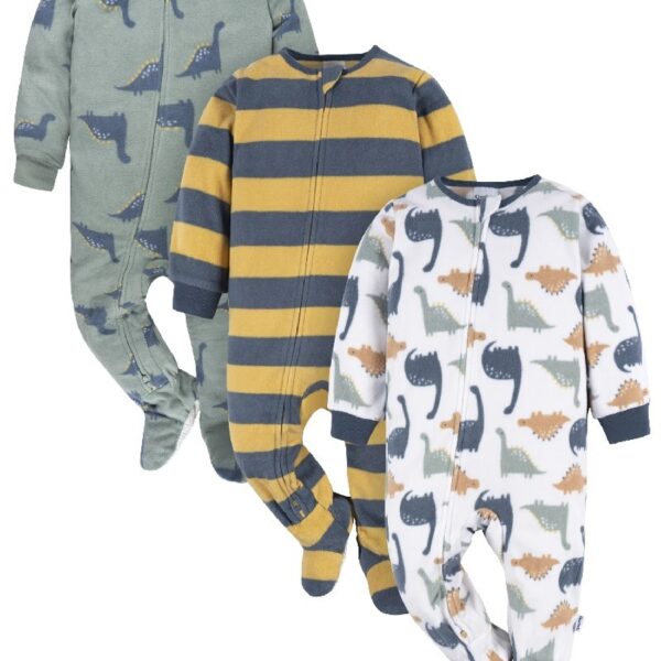 Baby and Toddler Neutral Microfleece Blanket Sleeper Pajamas, 3-Pack, Sizes 0/3M-5T