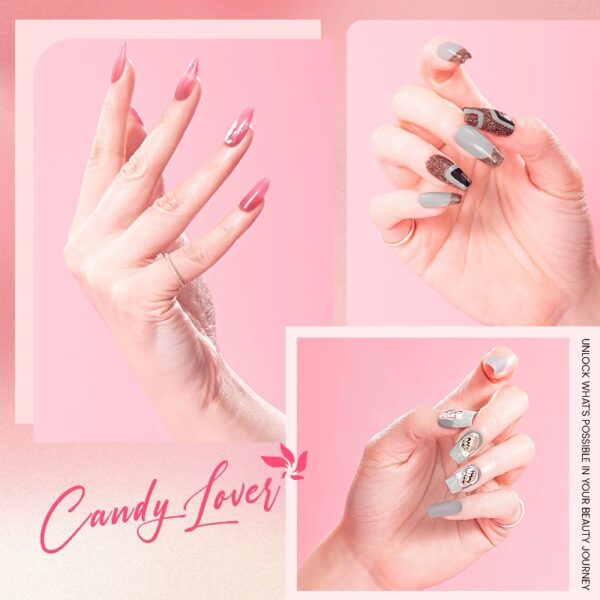 Candy Lover Gel Nail Polish Kit with UV LED Lamp, 12 Colors Cute Lady Gel Polish Starter Kit, All-in-One Quick Dry Soak Off Nail Gel Manicure Kit with DIY Tools Valentine Gift for Women