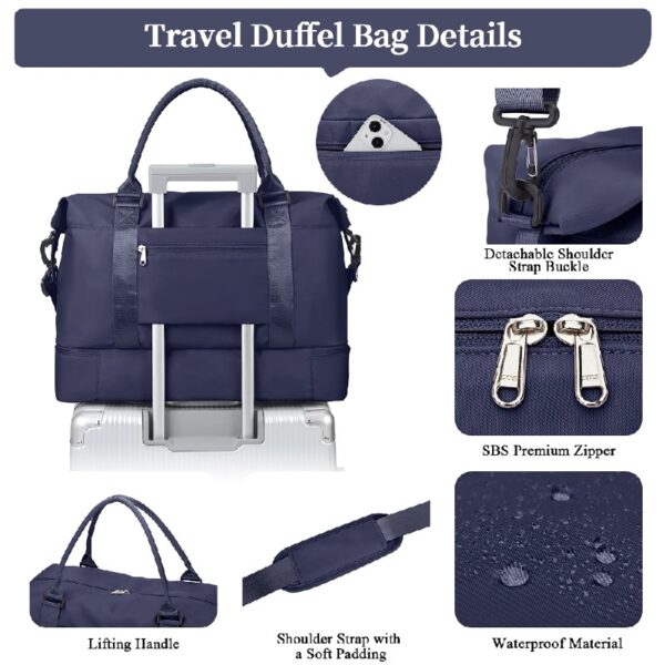 d68e1b25402b414088f1b32d01769c4a Weekender Bags for Women, Travel Duffel Bags with Shoe Compartment,Personal Item Travel Bag for Airlines, Carry on Overnight Tote Bag for women,Beige&Brown