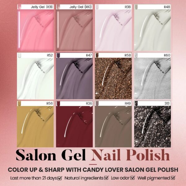 Candy Lover Gel Nail Polish Kit with UV LED Lamp, 12 Colors Cute Lady Gel Polish Starter Kit, All-in-One Quick Dry Soak Off Nail Gel Manicure Kit with DIY Tools Valentine Gift for Women