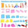 DollHouse with Colorful Light, Pretend Play Toddler Doll House Furniture Sets with 3 Dolls, 9 Rooms DIY , Creative Gift for Girls