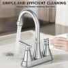 Bathroom Faucets 4 Inch Matte Black Bathroom Sink Faucet, Stainless Steel Lead-Free 2-Handle Centerset Faucet with Pop-up Drain and 2 Supply Hoses Fits 2 or 3-hole Sink