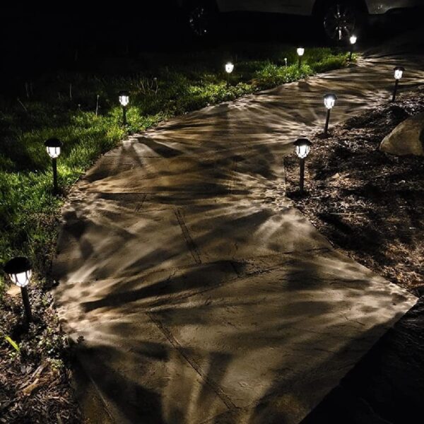 10 Pack Solar Lights Outdoor Decorative, Solar Pathway Lights Outdoor, Solar Powered Garden Yard Lights for Walkway Sidewalk Driveway. (Brown, Cool White)