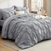 Dorm Bedding Twin Comforter Set - 5 Pieces Pintuck Bed in A Bag with Comforters, Sheets, Pillowcases & Shams