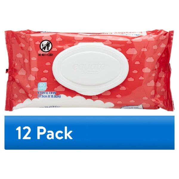 (12 pack) Baby Everyday Clean Wipes with Aloe Vera and Vitamin E, 80 Wipes (Flip-Top Pack), Compare to Huggies®